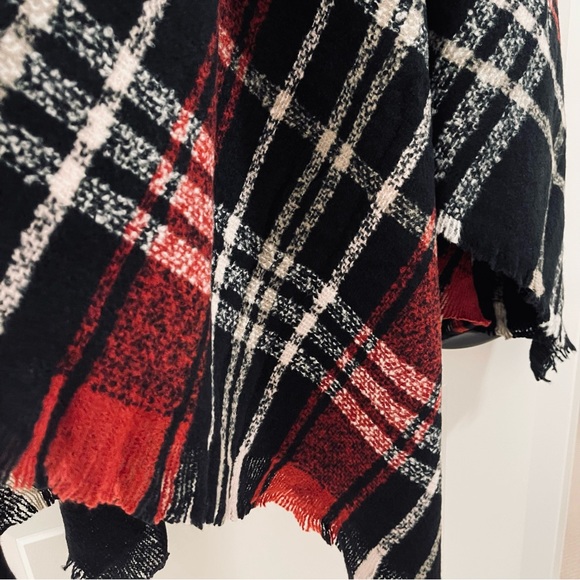 New Women Plaid Poncho Sweater Cardigan Knitted Tassel Opne Front Shawl cape - Picture 8 of 9